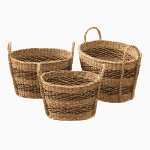 OVAL BASKET WITH LONG HANDLE