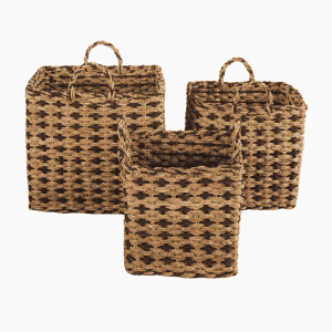 WEAVING DESIGN SQUARE CYLINDER WITH HANDLE