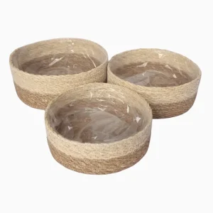 ROUND BASKET WITH PLASTIC LINING