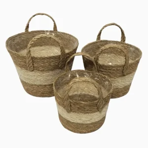 ROUND PLANTER WITH HANDLE & PLASTIC LINING