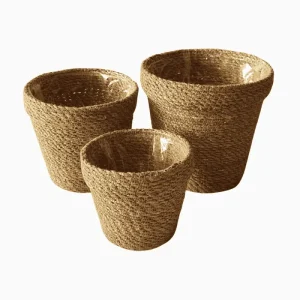 ROUND FOLDING PLANTER WITH PLASTIC LINING
