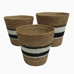 ROUND BUCKET BLACK & WHITE STRIPE