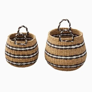 STRIPE DESIGN ROUND PATIL WITH HANDLE