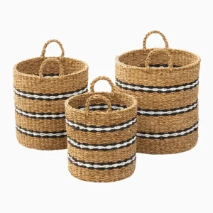 STRIPE DESIGN ROUND CYLINDER WITH HANDLE