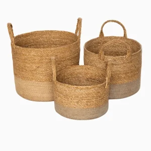 SEAGRASS & JUTE ROUND CYLINDER WITH HANDLE