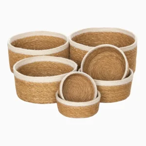 SEAGRASS & JUTE ROUND BASKET