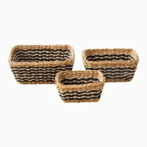 SEAGRASS & JUTE RECTANGULAR BASKET