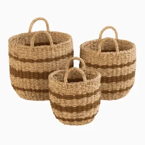 SEAGRASS & JUTE U-SHAPE BASKET WITH HANDLE