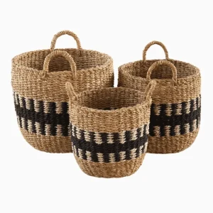 SEAGRASS & JUTE U-SHAPE BASKET WITH HANDLE