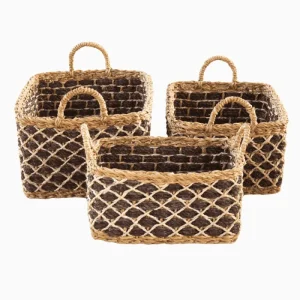 SEAGRASS & JUTE RECTANGULAR KITCHEN BASKET WITH HANDLE