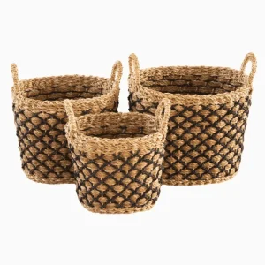 SEAGRASS & JUTE OVAL LOG BASKET WITH HANDLE