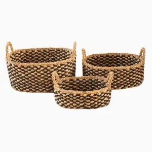 SEAGRASS & JUTE OVAL BASKET WITH HANDLE