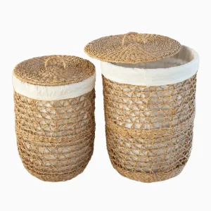 ROUND U-SHAPED LAUNDRY BASKET WITH LID and LINING
