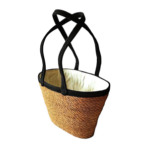 SEA GRASS & JUTE OVAL SHOPPING BAG WITH HANDLE & CLOTH LINING