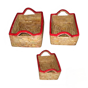 DATE LEAF RECTANGULAR BASKET WITH HANDLE