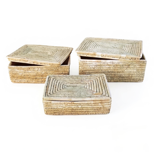 DATE LEAF RECTANGULAR BASKET WITH LID